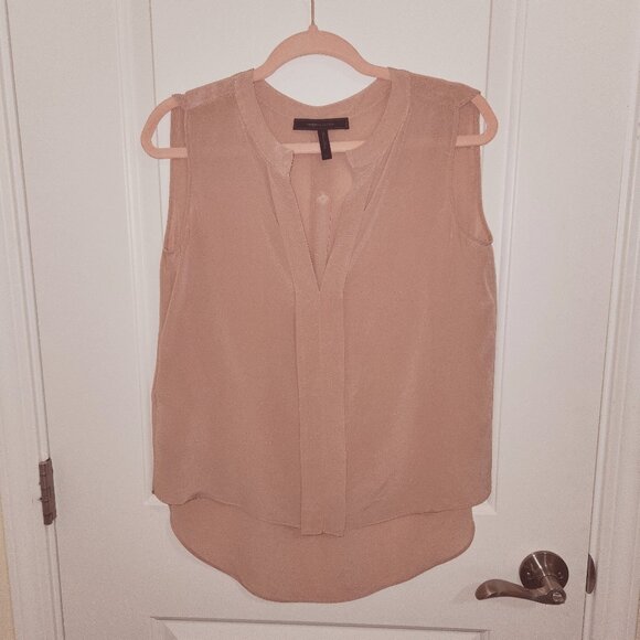 BCBGMaxAzria Silk Vanesa Sleeveless Blouse Shadow Blush S - Picture 3 of 7
